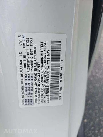 2015 Honda Odyssey EX-L 118.1" WB – miniatura 5