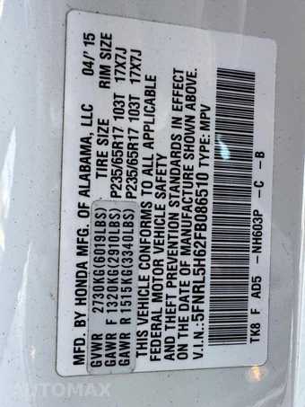 2015 Honda Odyssey EX-L 118.1" WB - miniatura 31