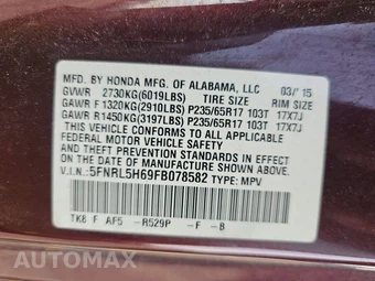 2015 Honda Odyssey EX-L w/RES 118.1" WB - miniatura 14