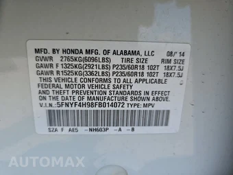 2015 Honda Pilot Touring w/Navigation & RES – miniatura 15