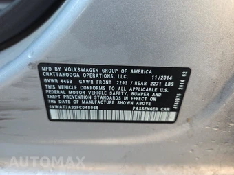 2015 Volkswagen Passat 1.8T S - miniatura 14