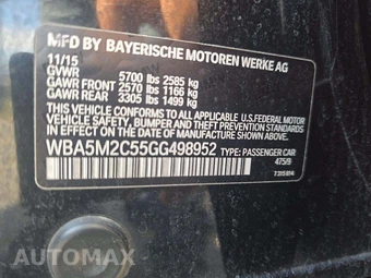 2016 BMW 5 Series Gran Turismo 535i Hatchback LUXURY LINE - miniatura 5