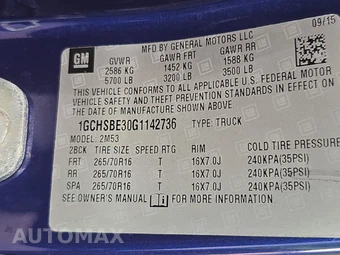2016 Chevrolet Colorado WT Extended Cab Long Bed 2WT w/Rear Doors - miniatura 14