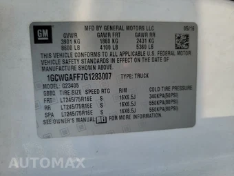 2016 Chevrolet Express 2500 Cargo Van 1WT 135.0" WB - miniatura 15
