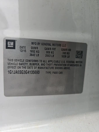 2016 Chevrolet Sonic LS Hatchback 1SB – miniatura 14