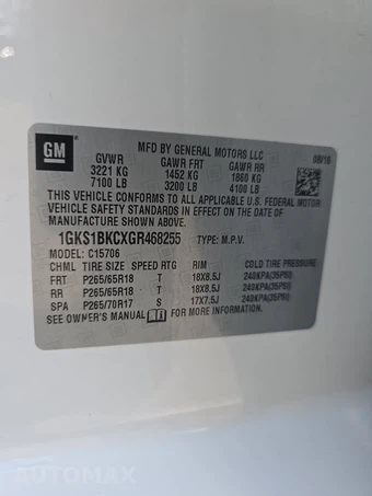 2016 GMC Yukon SLT 4SA – miniatura 15