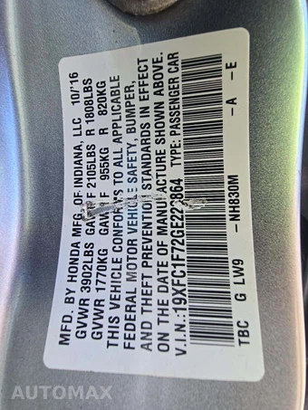2016 Honda Civic Sedan EX-L - miniatura 5