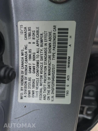 2016 Honda Civic Sedan LX w/Honda Sensing - miniatura 11