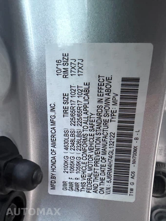2016 Honda CR-V EX-L - miniatura 49
