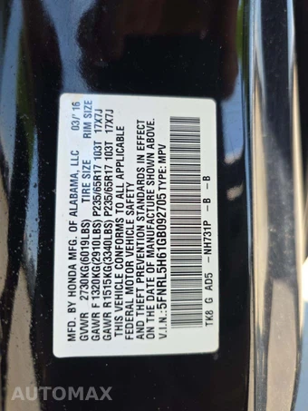 2016 Honda Odyssey EX-L 118.1" WB - miniatura 2