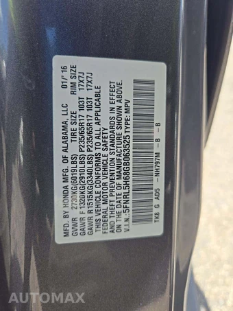 2016 Honda Odyssey EX-L 118.1" WB - miniatura 2