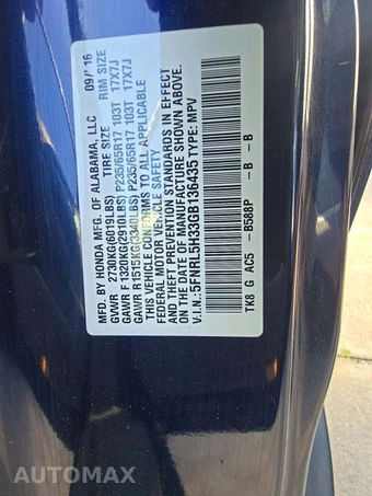 2016 Honda Odyssey SE 118.1" WB - miniatura 5