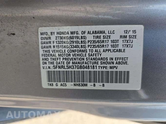 2016 Honda Odyssey SE 118.1" WB - miniatura 5