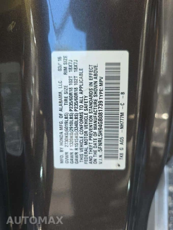 2016 Honda Odyssey Touring 118.1" WB - miniatura 5