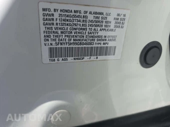 2016 Honda Pilot Touring w/Navigation & RES - miniatura 5