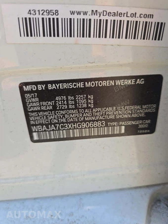 2017 BMW 5 Series Sedan 530i xDrive - miniatura 5