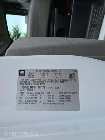 2017 Chevrolet Express 2500 Cargo Van 1WT 135.0" WB - miniatura 5