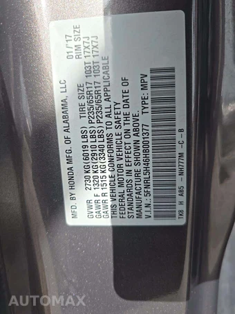 2017 Honda Odyssey EX 118.1" WB - miniatura 5