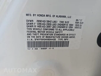 2017 Honda Pilot EX-L – miniatura 15