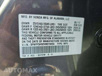2017 Honda Pilot Touring – miniatura 5