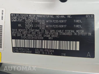 2017 Toyota Sienna XLE 8-Passenger 119.3" WB - miniatura 15