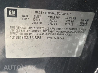 2018 Chevrolet Cruze LT Sedan 1SD - miniatura 14
