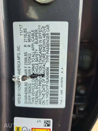 2018 Honda Accord Sedan LX 1.5T - miniatura 2