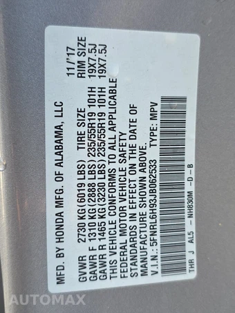 2018 Honda Odyssey Elite 118.1" WB - miniatura 15