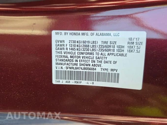 2018 Honda Odyssey EX-L 118.1" WB - miniatura 5