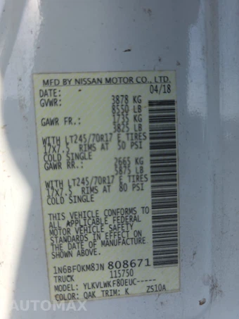 2018 Nissan NV1500 Cargo S 146.1" WB - miniatura 14