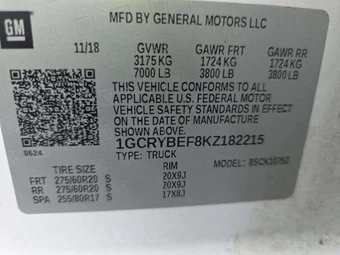 2019 Chevrolet Silverado 1500 Custom Extended Cab Medium Bed 1CX – miniatura 2
