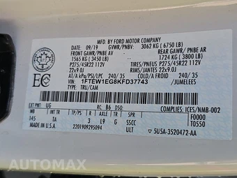 2019 Ford F-150 Limited Crew Cab Short Bed - miniatura 14