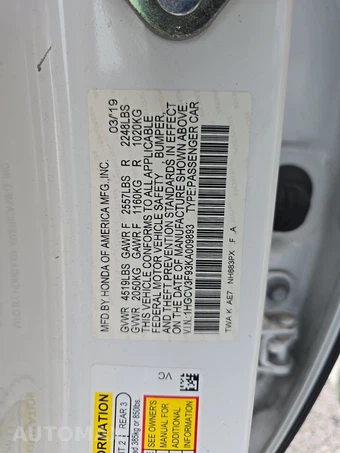 2019 Honda Accord Hybrid Touring - miniatura 14