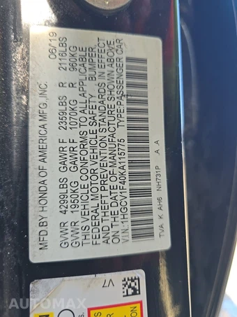 2019 Honda Accord Sedan EX 1.5T - miniatura 14