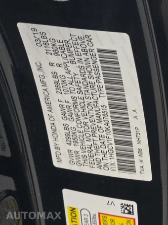 2019 Honda Accord Sedan LX 1.5T - miniatura 14