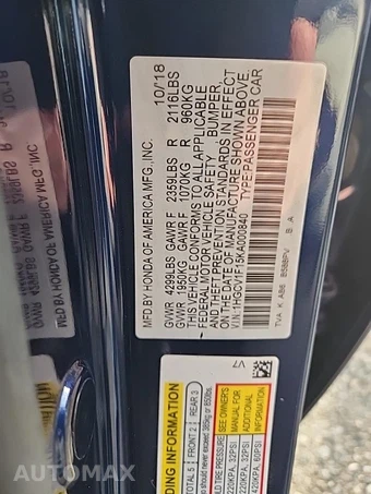 2019 Honda Accord Sedan LX 1.5T - miniatura 17