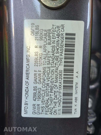 2019 Honda Accord Sedan LX 1.5T - miniatura 5