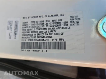 2019 Honda Odyssey EX 118.1" WB - miniatura 15
