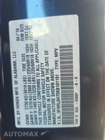 2019 Honda Odyssey EX-L 118.1" WB - miniatura 19