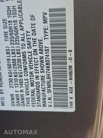 2019 Honda Odyssey EX-L 118.1" WB - miniatura 2