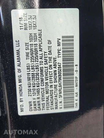 2019 Honda Odyssey EX-L w/Navigation 118.1" WB - miniatura 6
