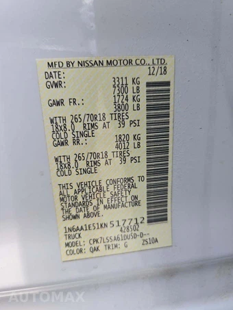 2019 Nissan TITAN SV Crew Cab Short Bed - miniatura 2