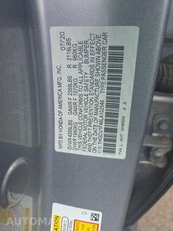 2020 Honda Accord Sedan EX 1.5T - miniatura 17