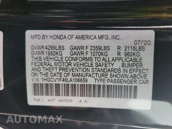 2020 Honda Accord Sedan EX 1.5T - miniatura 14