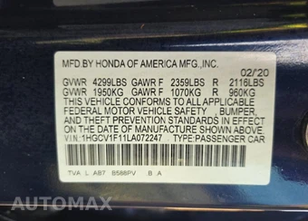 2020 Honda Accord Sedan LX 1.5T - miniatura 15