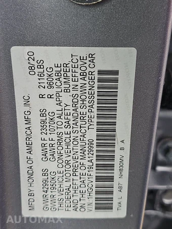 2020 Honda Accord Sedan LX 1.5T - miniatura 14