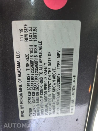 2020 Honda Odyssey EX-L w/Navigation & RES 118.1" WB - miniatura 11