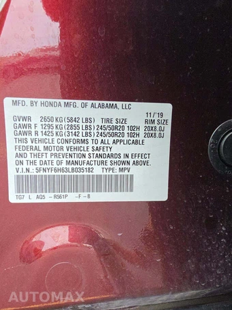 2020 Honda Pilot Touring 7-Passenger - miniatura 2