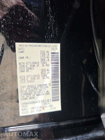 2020 Nissan TITAN Platinum Reserve Crew Cab Short Bed – miniatura 2