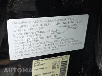 2020 Nissan TITAN PRO-4X Crew Cab Extra Short Bed - miniatura 14
